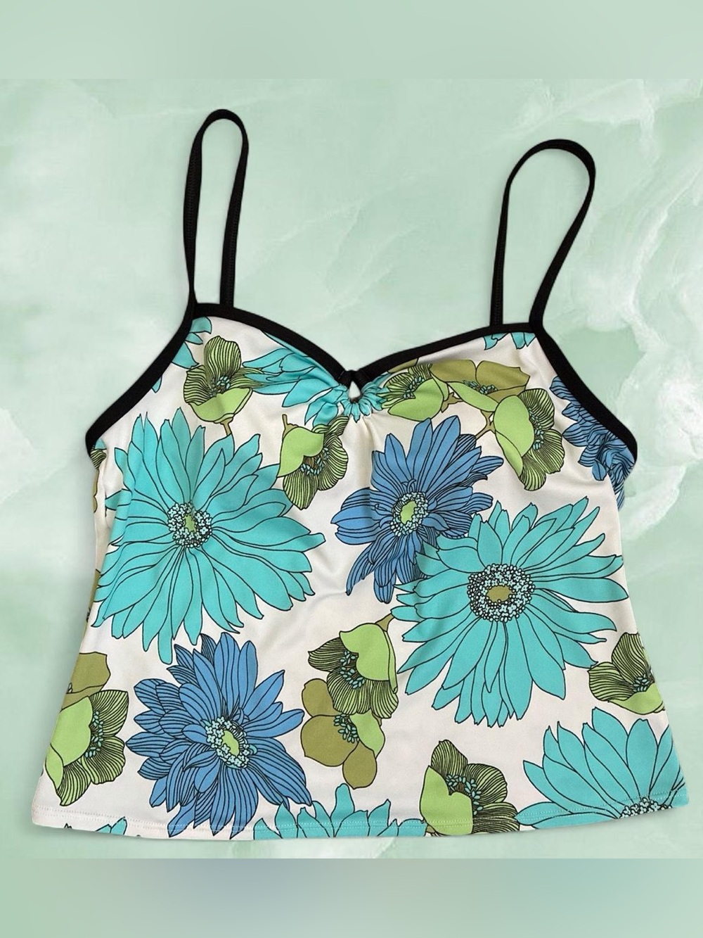 Apostrophe White Tank Top with Teal & Blue Floral Print